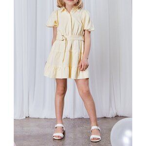Bardot Junior Belted Mini Shirt Dress - Soft Yellow Size US 10 $140 MSRP
